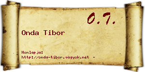 Onda Tibor névjegykártya